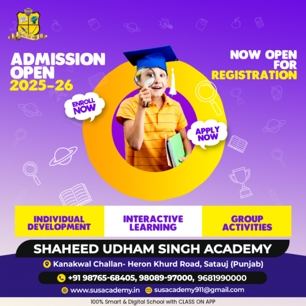 admission open for session 2026-27 contact (98765-68405)